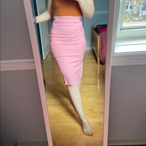LUX LA Barbie Pink High Waisted Midi Pencil Skirt, size L